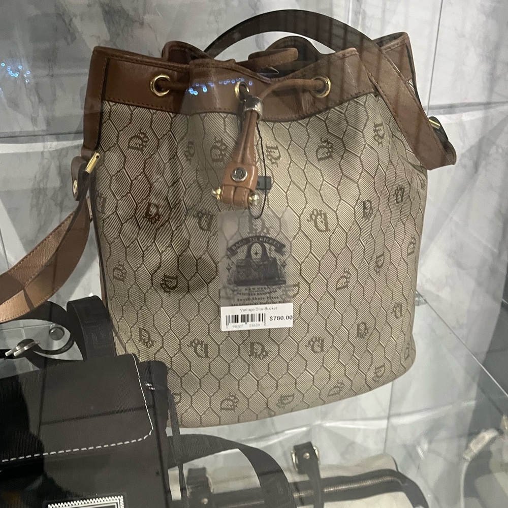 Dior Brown and Beige Monogram Canvas Bucket Bag